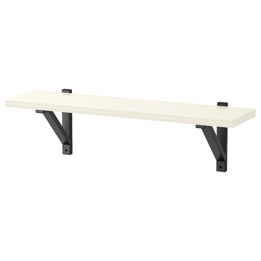 Полка навесная, белый, черный, 80x22 см IKEA БЕРГСХУЛЬТ / ЭКБИ ВАЛЬТЕР 992.906.99 - фото 1