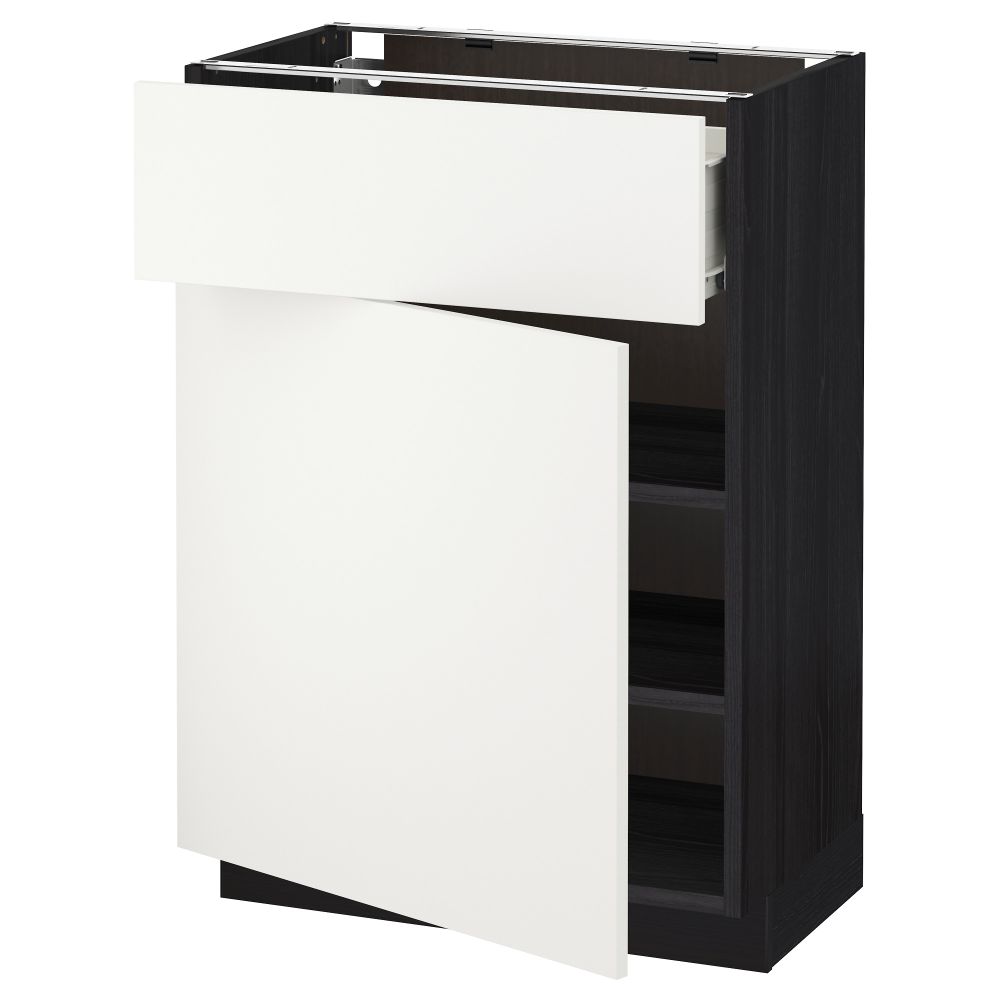 Напольный шкаф с ящиком, дверью МЕТОД / ФОРВАРА, черный, Хэггеби белый - схема-чертеж с размерами