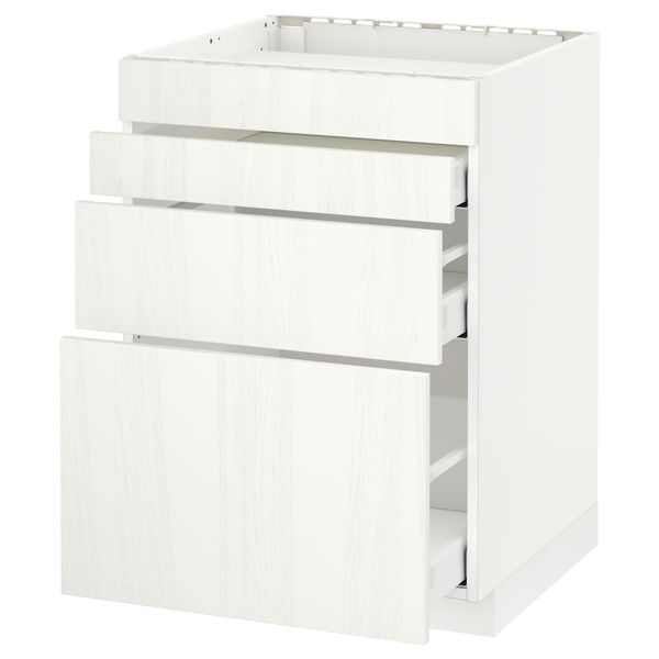 Напольный шкаф для духовки, 4фасада, 3 ящика МЕТОД / МАКСИМЕРА, белый, Росдаль белый - схема-чертеж с размерами