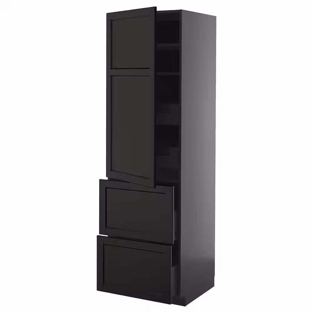 METOD / KNIVSHULT Высокий шкаф+полки/4ящ/двр/2фасада - фото 1