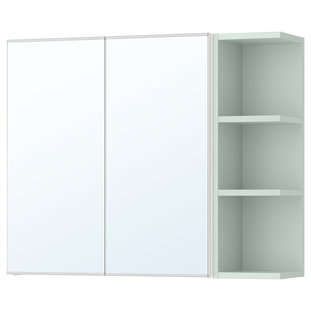 Зеркальный шкафчик с 2-мя дверцами, 1 открывающаяся полка ЛИЛЛОНГЕН, белый, бледно-зеленый (79x21x64 см) - фото 1