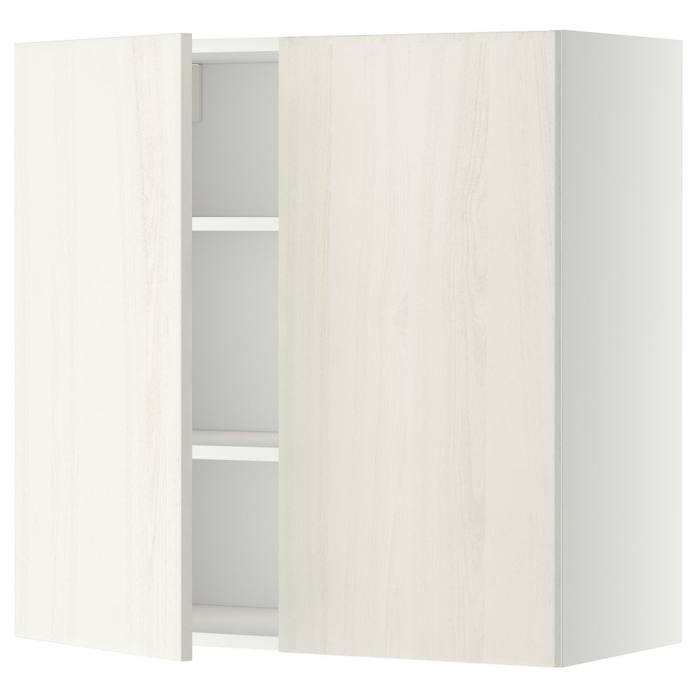 Навесной шкаф с полками, 2 дверцы МЕТОД, белый, Росдаль белый - схема-чертеж с размерами