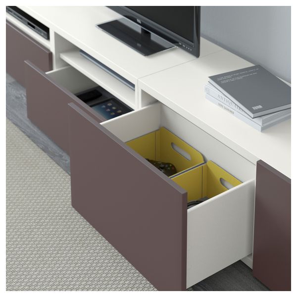 Шкаф для ТВ, комбинация БЕСТО, белый, Вальвикен темно-коричневый (240x20/40x204 см) - фото 3