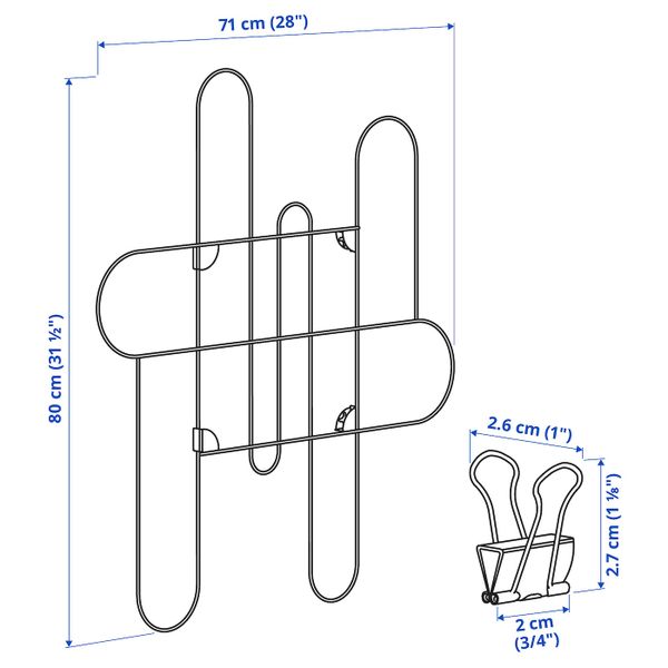 Доска для записей, с зажимами, золотой IKEA KORSMON КОРСМОН 804.962.90 - схема-чертеж с размерами