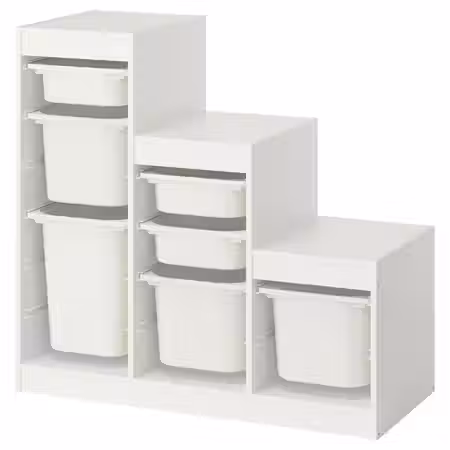 TROFAST Комбинация д/хранения+контейнеры - белый/белый 99x44x94 см