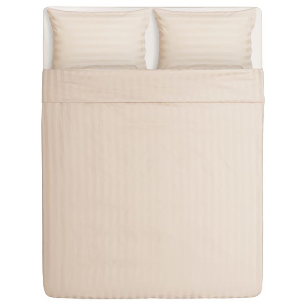 Пододеяльник и 2 наволочки СТРАНДГИЛЛЕН, полоска, бежевый (150x200/50x70 см) - схема-чертеж с размерами