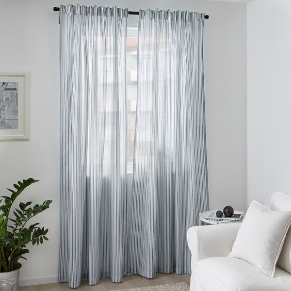 Гардины, 1 пара, синий/белый, 145x300 см IKEA БЕРГПИОН 703.997.65 - схема-чертеж с размерами