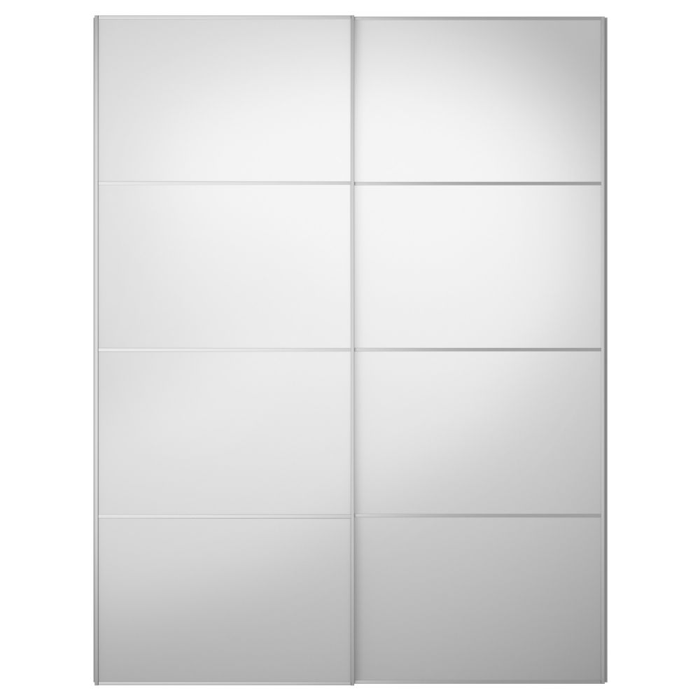 Пара раздвижных дверей АУЛИ, зеркальное стекло - схема-чертеж с размерами