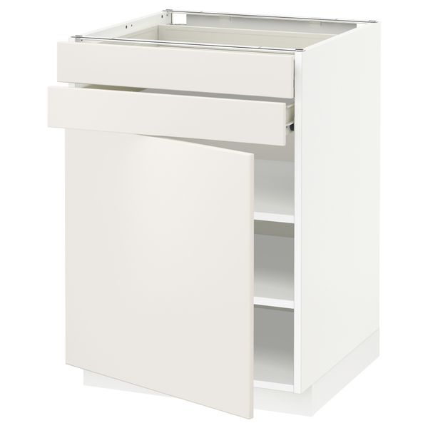 Напольный шкаф с дверцей, 2 ящиками МЕТОД / ФОРВАРА, белый, Веддинге белый - схема-чертеж с размерами