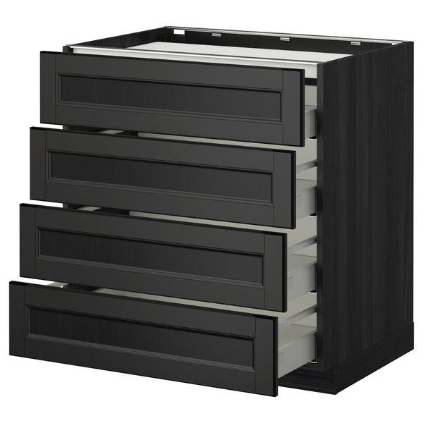 Напольный шкаф, 4 фронтальных панели, 4 ящика МЕТОД / МАКСИМЕРА, черный, Лаксарби черно-коричневый - фото 1