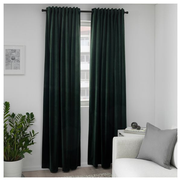 Затемняющие гардины, 1 пара САНЕЛА, темно-зеленый (140x300 см) - схема-чертеж с размерами