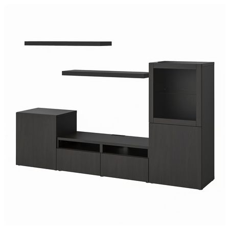 BESTÅ / LACK Шкаф для ТВ, комбинация - черно-коричневый 240x42x129 см