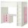 Кровать-чердак, 4 ящика, 2 дверцы СТУВА, белый, розовый (207x99x193 см)