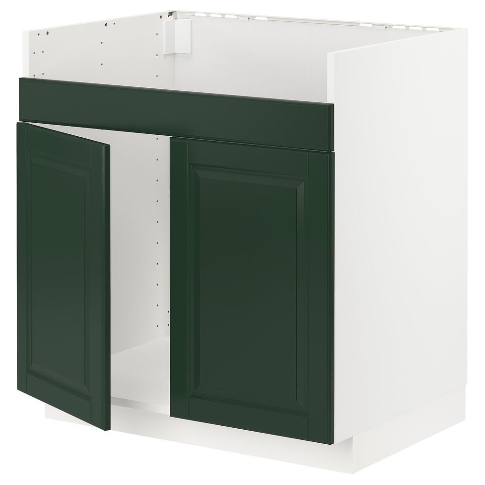 Напольный шкаф для двойной мойки ХАВСЕН, белый/Будбин темно-зеленый 80x60 см IKEA METOD МЕТОД 993.121.92 - фото 1