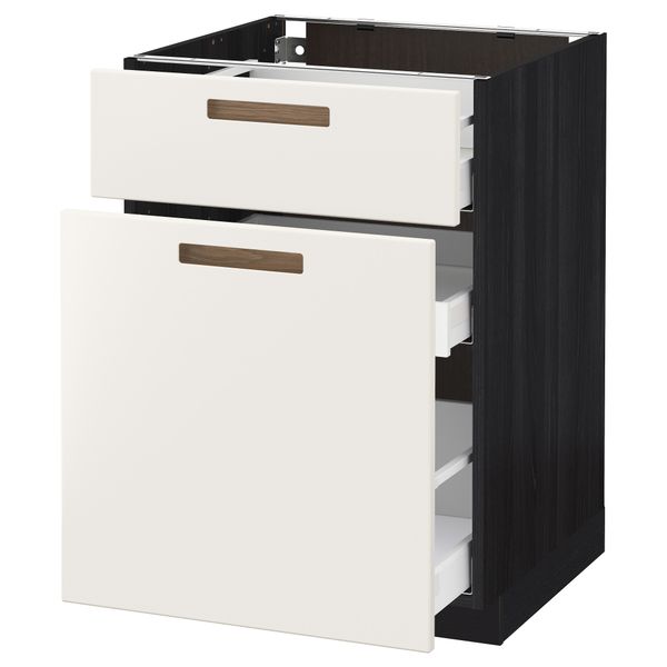 Напольный шкаф, выдвижной секцией, ящик МЕТОД / МАКСИМЕРА, черный, Мэрста белый - схема-чертеж с размерами