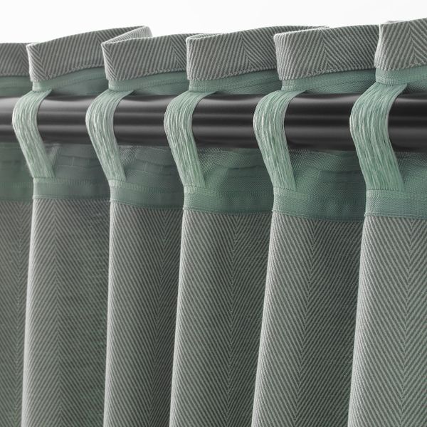 Гардины, 2 шт., зеленый 145x300 см IKEA TIBAST ТИБАСТ 604.280.18 - фото 5