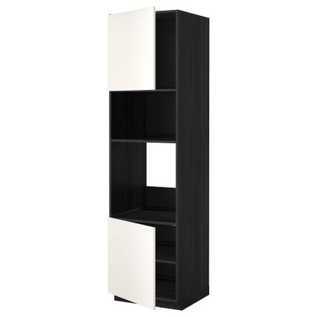 Высокий шкаф для духовки/СВЧ, 2 дверцы, полки МЕТОД, черный, Веддинге белый