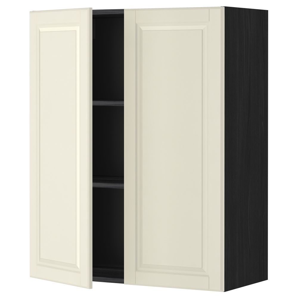 Навесной шкаф с полками, 2 дверцы МЕТОД, черный, Будбин белый с оттенком - схема-чертеж с размерами