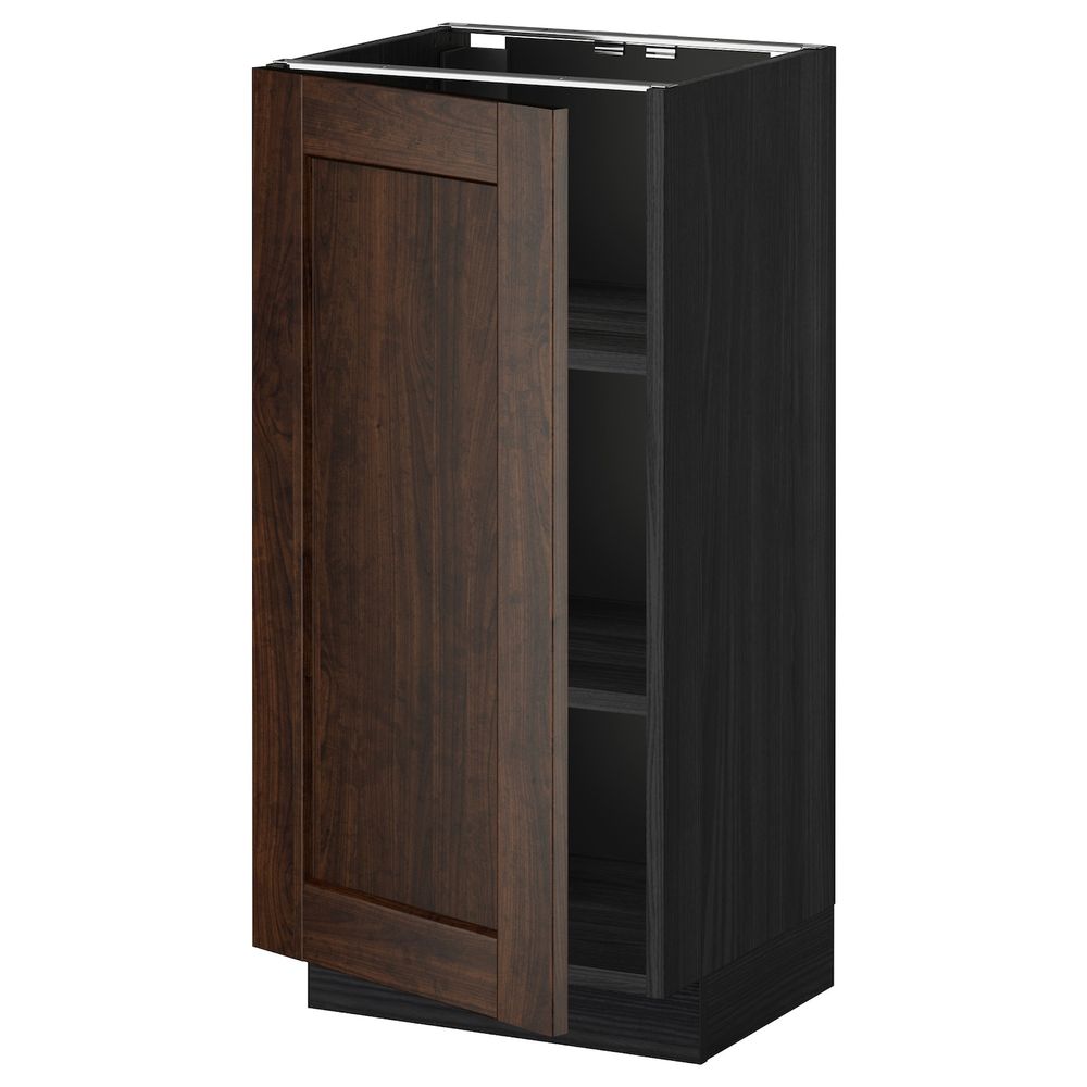 Напольный шкаф с полками, черный/Эдсерум коричневый 40x37 см IKEA МЕТОД 092.268.15 - схема-чертеж с размерами