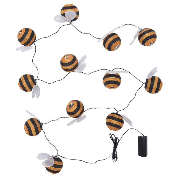 Гирлянда, 12 светодиодов СОЛВИДЕН, с батарейным питанием, для сада шмель - фото 1