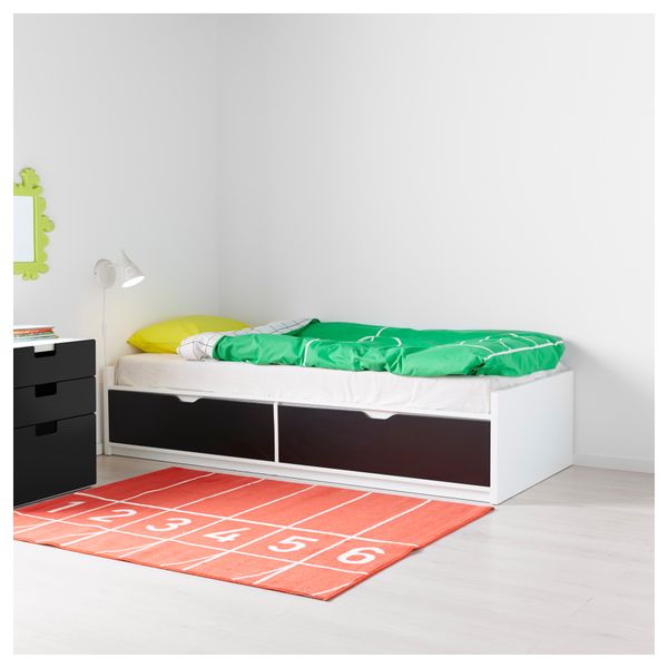 Каркас кровать, отделение для хранения + реечное дно ФЛАКСА, белый (90x200 см) - фото 3