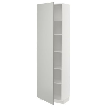 METOD Высокий шкаф с полками - белый/Havstorp светло-серый 60x37x200 см