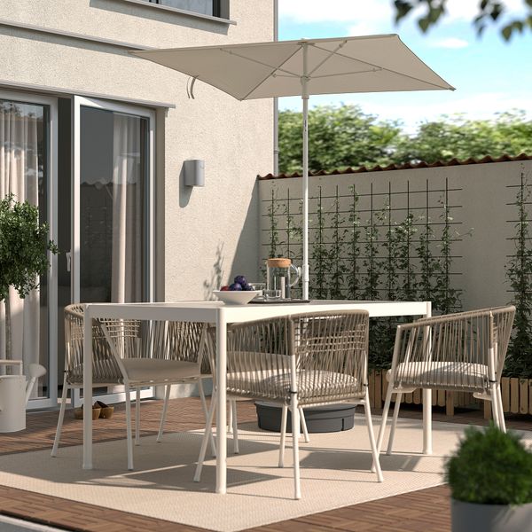 Зонт от солнца, серо-бежевый белый, Grytö серый, 180 см IKEA TVETÖ ТВЕТЁ 895.150.34 - фото 3