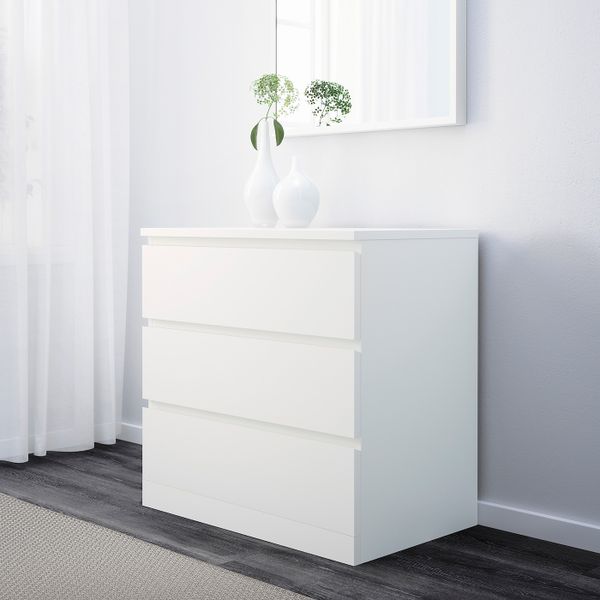 Комод с 3 ящиками, белый 80x78 см IKEA MALM МАЛЬМ 004.035.63 - фото 2