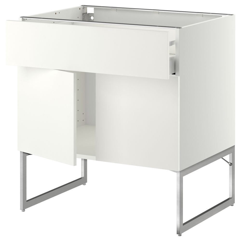 Напольный шкаф, полки, ящик, 2 двери МЕТОД / МАКСИМЕРА, белый, Хэггеби белый - схема-чертеж с размерами