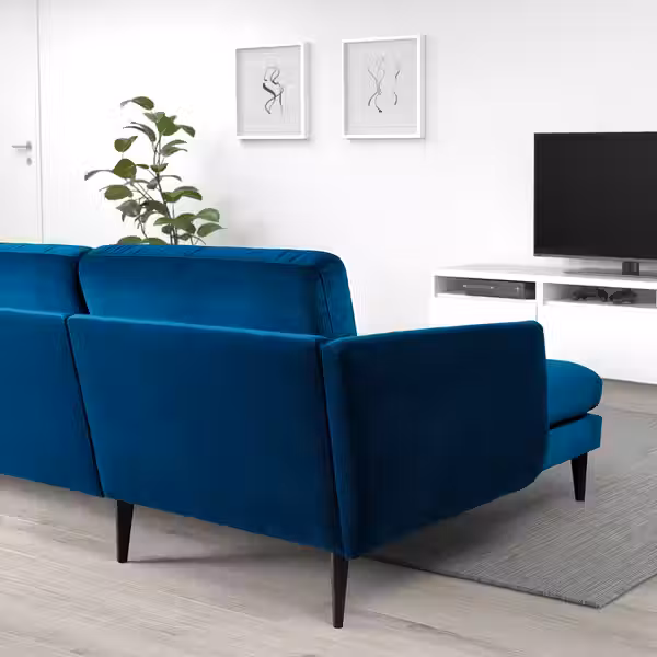 SMEDSTORP 4-местный диван с козеткой - Djuparp темный зелено-синий/чёрный - фото 4