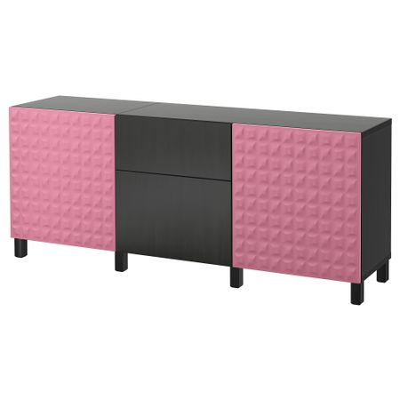 Комбинация для хранения с ящиками БЕСТО, Дьюпвикен розовый, Лаппвикен черно-коричневый (180x40x74 см)