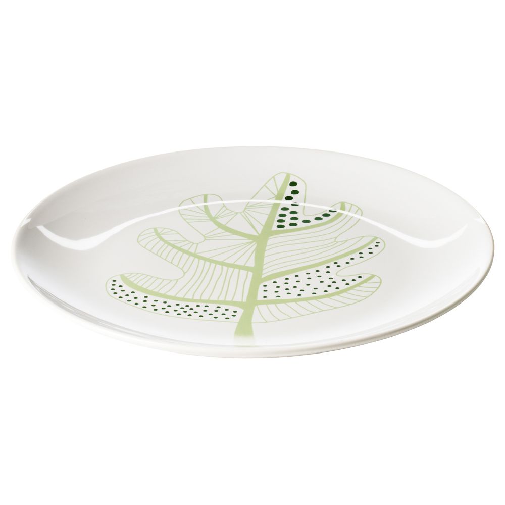 Тарелка ЭВЕРЕНС, белый, зеленый (27 см) - фото 1