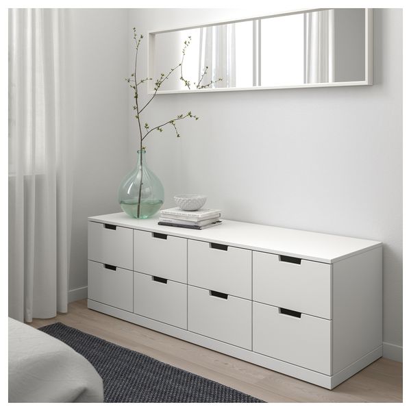 Комод с 8 ящиками НОРДЛИ, белый (160x54 см) - фото 2