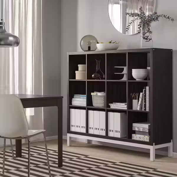 KALLAX Стеллаж с основанием - черно-коричневый/белый 147x129 см - фото 3