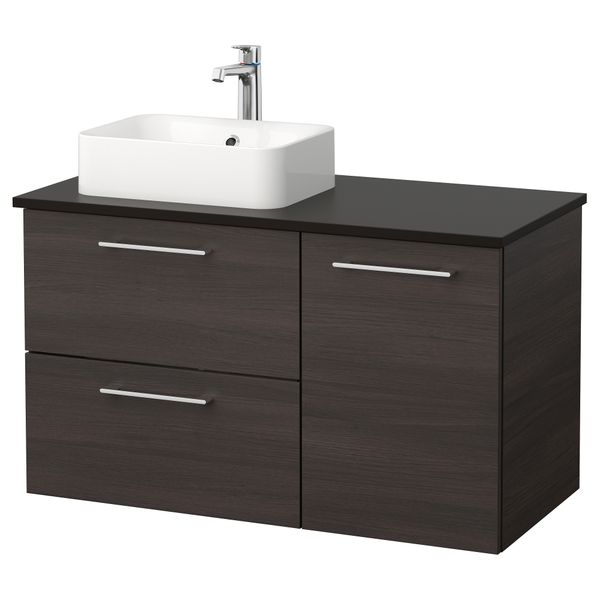 Шкаф с раковиной 45x32 см ГОДМОРГОН/ТОЛКЕН / ХОРВИК, черно-коричневый, антрацит (102x49x72 см) - фото 1