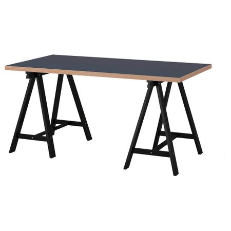 Стол ЛИННМОН / ОДВАЛЬД, синий, черный (150x75 см)