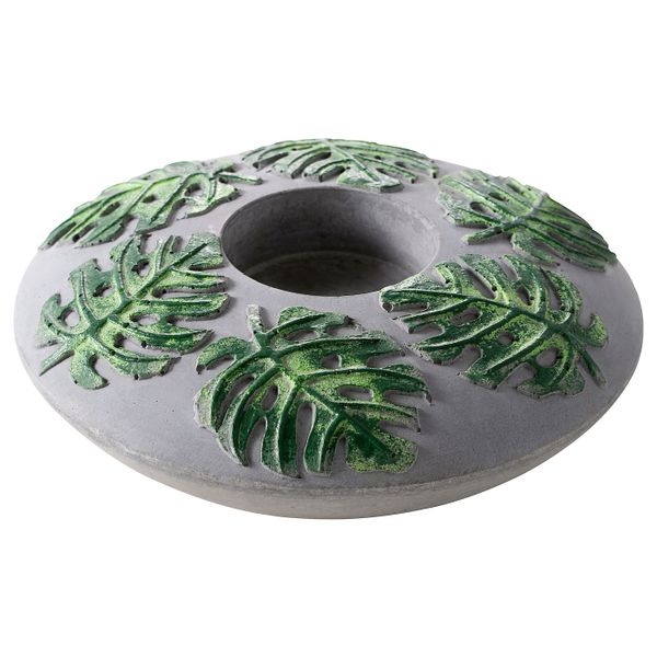 Подсвечник для греющей свечи, серый, лист, 12 см IKEA МИДДАГССОЛ 704.738.78 - фото 1