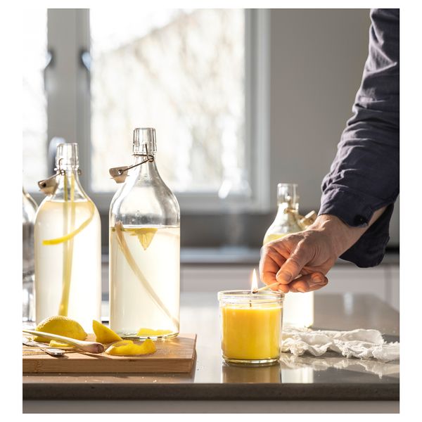 Ароматическая свеча в стакане, лимон и лемонграсс, желтый, 40 ч IKEA BLODHÄGG 705.715.10 - фото 3