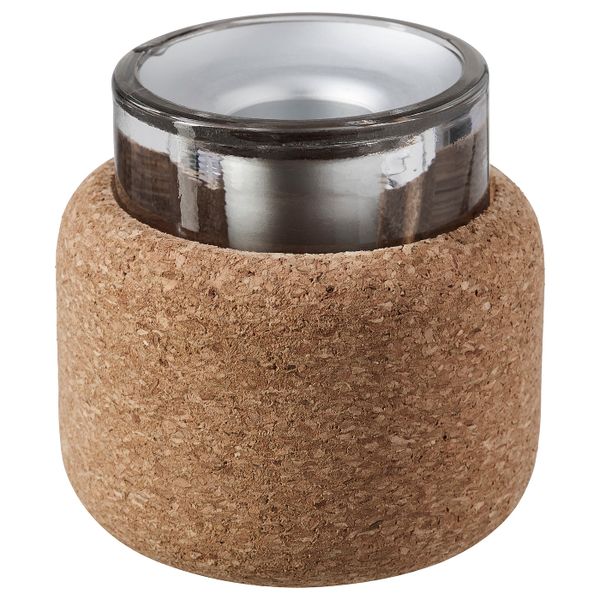 Подсвечник для свечи, греющей свечи, прозрачное стекло/пробка 7 см IKEA FÖRENLIG ФЁРЕНЛИГ 504.548.33 - фото 1