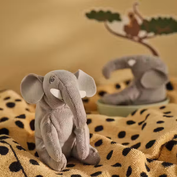 DJUNGELSKOG Мягкая игрушка - мини/слон 12 см - схема-чертеж с размерами