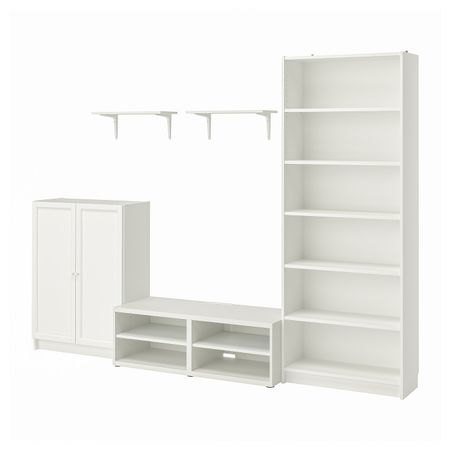 Шкаф для ТВ, комбинация, белый 280x40x202 см IKEA BILLY БИЛЛИ / BESTÅ БЕСТО 593.987.34