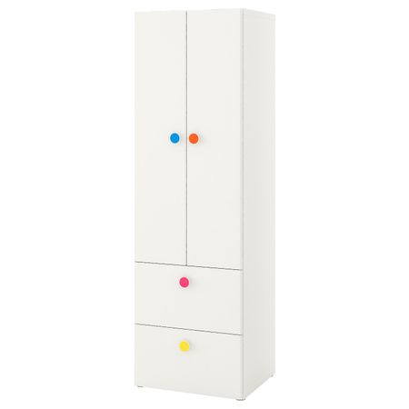 Гардероб 2-дверный + 2 ящика, белый 60x50x192 см IKEA СТУВА / ФОЛЬЯ 792.751.24
