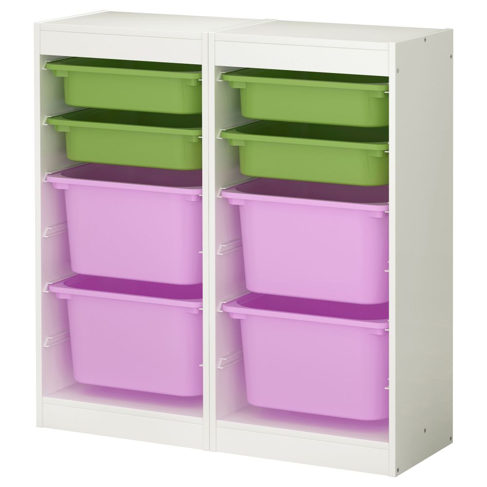 Комбинация для хранения ТРУФАСТ, белый, разноцветный (92x30x94 см) - схема-чертеж с размерами