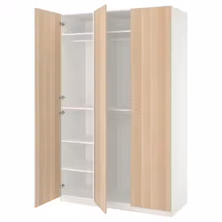 PAX / FORSAND Гардероб, комбинация - белый/под беленый дуб 150x60x236 см