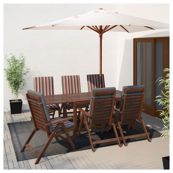 Стол, 6 кресел для сада ЭПЛАРО, коричневая морилка, Экерон черный - фото 2