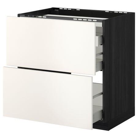 Напольный шкаф, 2 фронтальных панели, 3 ящика МЕТОД / МАКСИМЕРА, черный, Веддинге белый