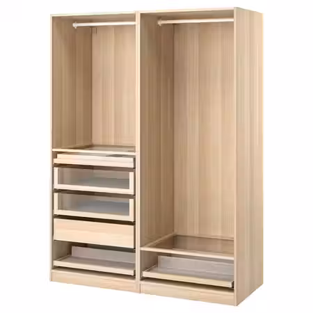 PAX Гардероб, комбинация - под беленый дуб 150x58x201 см