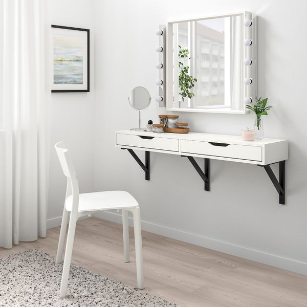 Навесная полка с ящиками, белый, черный, 119x31 см IKEA ЭКБИ АЛЕКС / ЭКБИ ВАЛЬТЕР 492.946.71 - фото 2