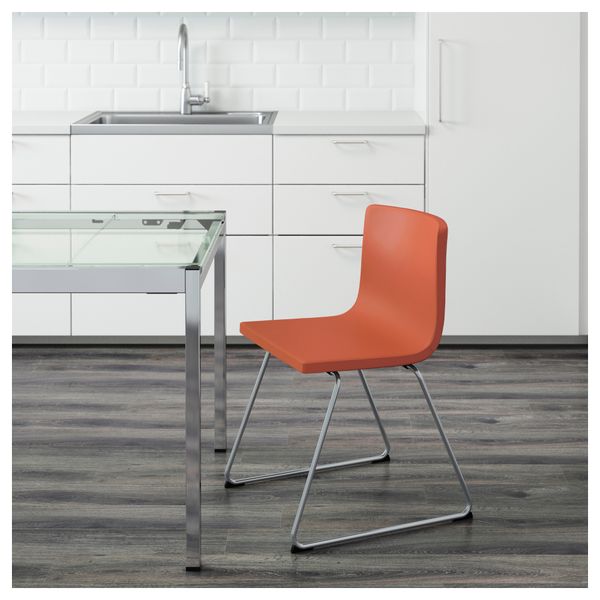 Стул БЕРНГАРД, хромированный, Мьюк оранжевый - фото 7