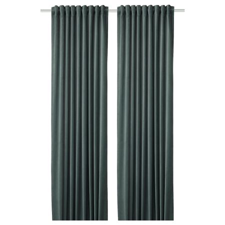 Затемняющие гардины, 2 шт., серо-зеленый 140x300 см IKEA SANELA САНЕЛА 905.129.49
